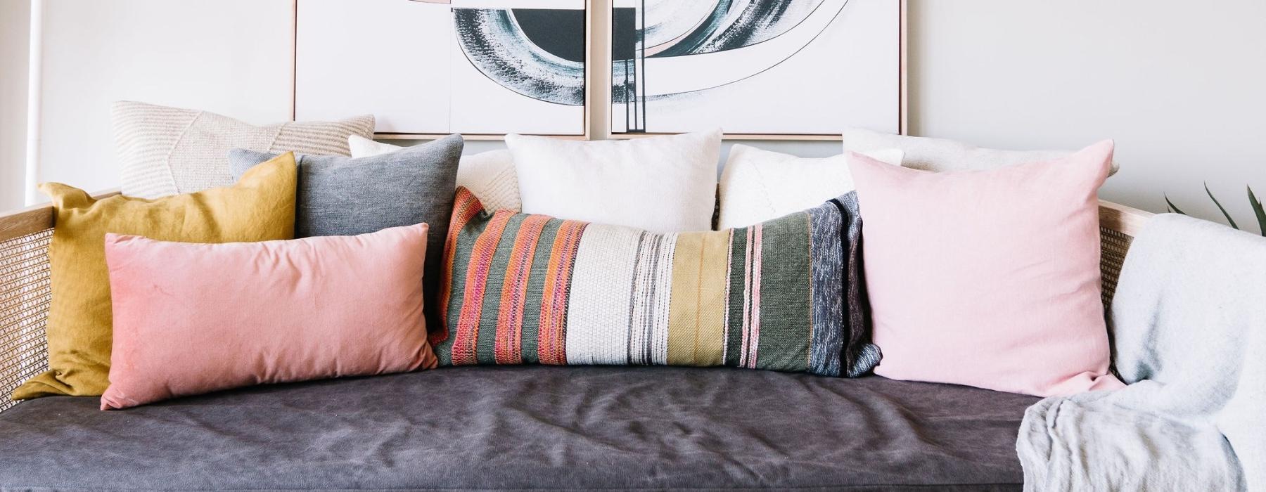 a couch with pillows